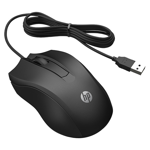 HP Mysz 100 1600DPI optyczna 3kl. przewodowa USB czarna 1 szt Windows 7810 Mac 10.1 i wyższe - obrazek 2
