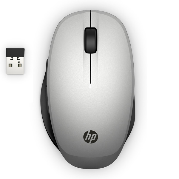HP Mysz 300 Dual Mode 3600DPI RF Wireless+Bluetooth optyczna 3kl. bezprzewodowa srebrno czarna 1 szt AAA Apple MacOS Micr - obrazek 3