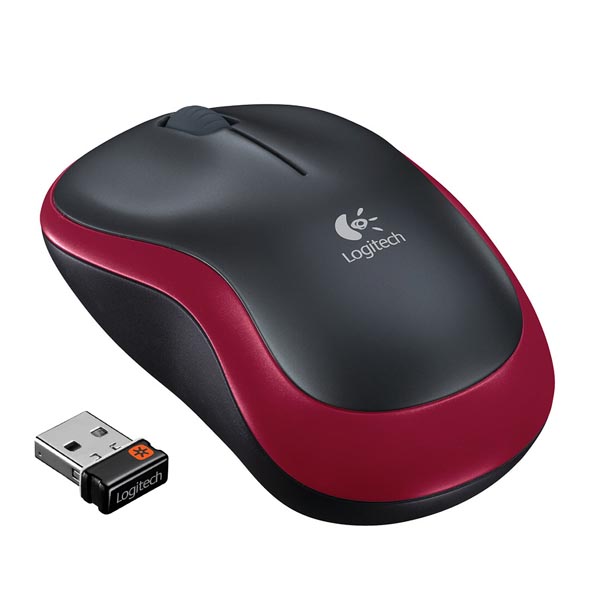 Logitech Mysz M185 1000DPI 2.4 GHz optyczna 3kl. bezprzewodowa czerwona 1 szt AA