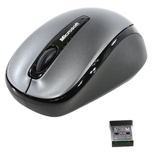 Microsoft Mysz Mobile Mouse 3500 1000DPI 2.4 GHz optyczna 3kl. bezprzewodowa szara 1 szt AA klasyczna Microsoft Nano Tr - obrazek 2