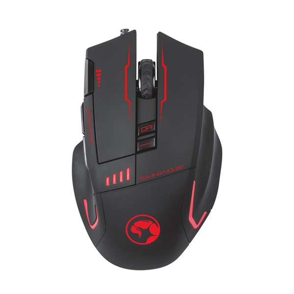 Marvo Mysz G909L+G1 7200DPI optyczna 8kl. przewodowa USB czarno czerwona do gry z podkładką