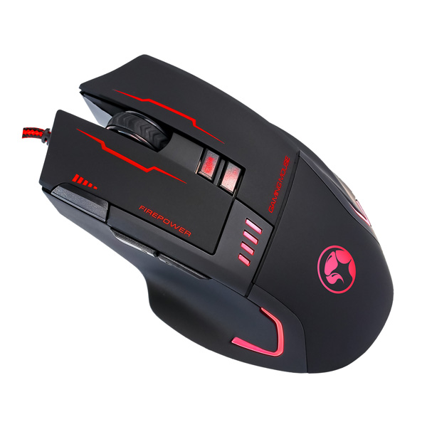 Marvo Mysz G909L+G1 7200DPI optyczna 8kl. przewodowa USB czarno czerwona do gry z podkładką - obrazek 2