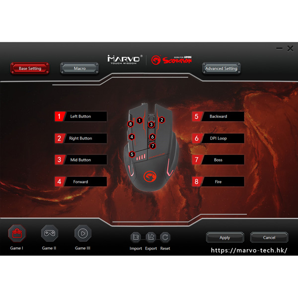 Marvo Mysz G909L+G1 7200DPI optyczna 8kl. przewodowa USB czarno czerwona do gry z podkładką - obrazek 8