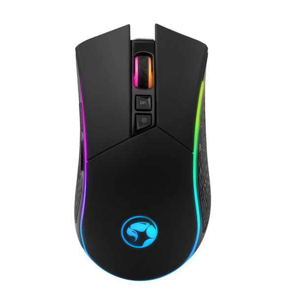 Marvo Mysz M513 6400DPI optyczna 7kl. przewodowa USB czarno srebrna do gry podświetlona