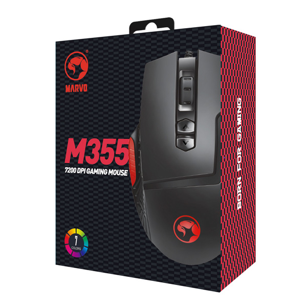 Marvo Mysz M355 6400DPI optyczna 9kl. przewodowa USB czarna do gry podświetlona - obrazek 7