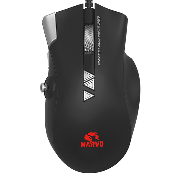 Marvo Mysz G960 9000DPI optyczna 12kl. przewodowa USB czarna do gry podświetlana boczny joystick