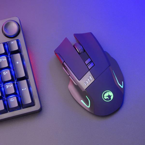 Marvo Mysz M720W 4800DPI 2.4 GHz optyczna 8kl. bezprzewodowa czarna 1 szt AA Nano odbiornik podświetlona - obrazek 6