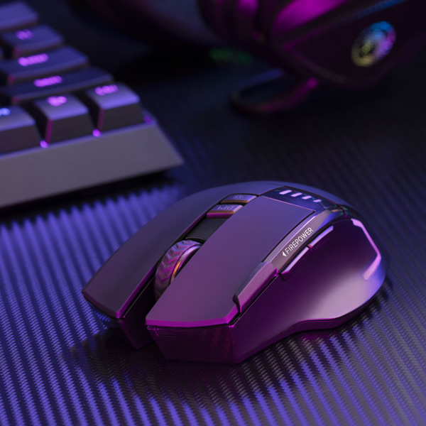 Marvo Mysz M720W 4800DPI 2.4 GHz optyczna 8kl. bezprzewodowa czarna 1 szt AA Nano odbiornik podświetlona - obrazek 7