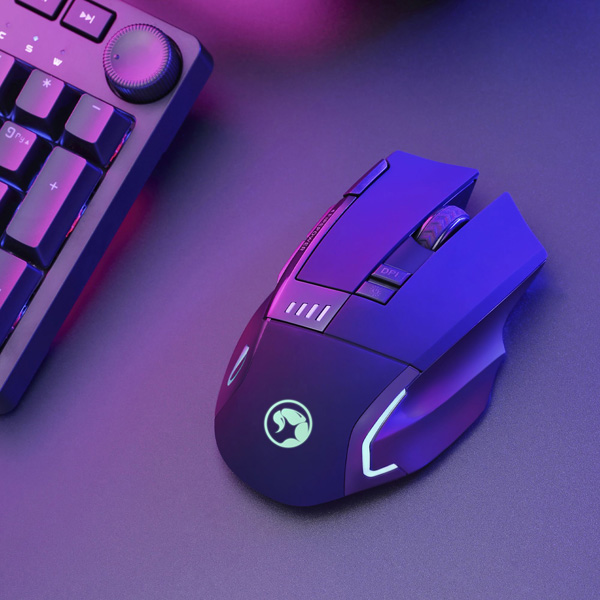 Marvo Mysz M720W 4800DPI 2.4 GHz optyczna 8kl. bezprzewodowa czarna 1 szt AA Nano odbiornik podświetlona - obrazek 9