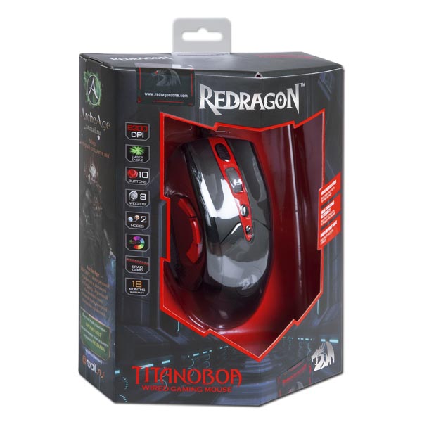 Redragon Mysz TITANOBOA 8200DPI laserowa 10kl. przewodowa USB czarno czerwona do gry - obrazek 3