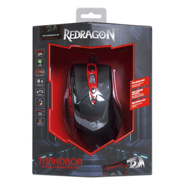 Redragon Mysz TITANOBOA 8200DPI laserowa 10kl. przewodowa USB czarno czerwona do gry - obrazek 4