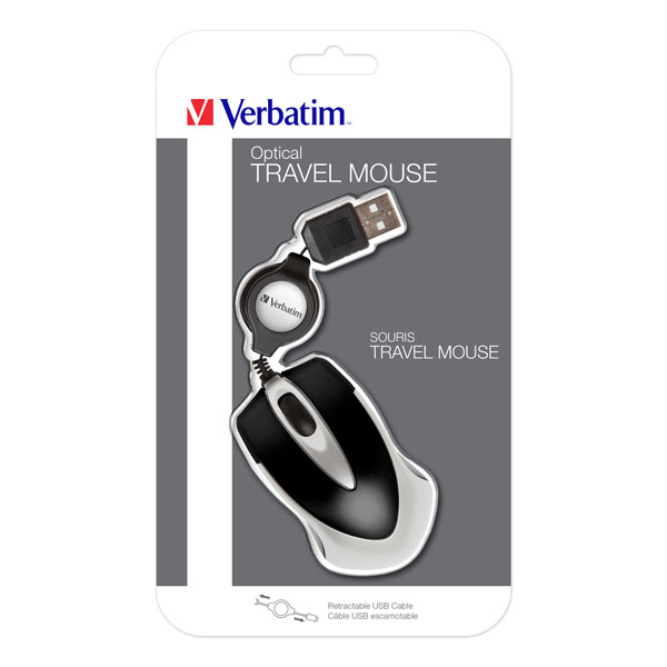 Verbatim Mysz Go Mini 49020 1000DPI optyczna 2kl. przewodowa USB czarna mini