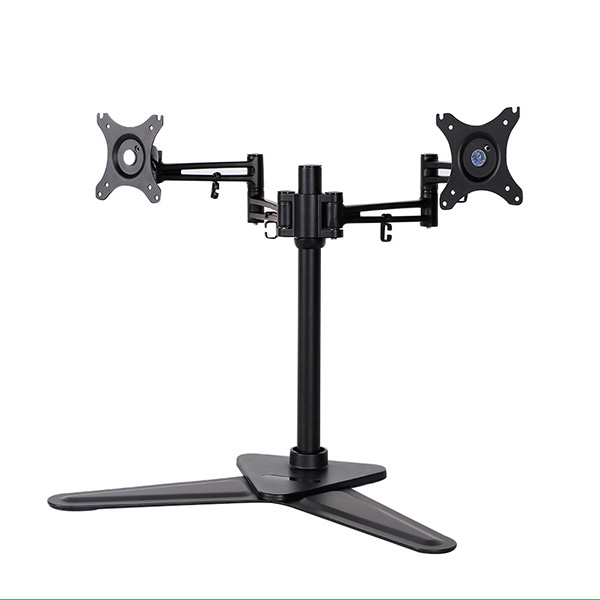 Regulowany uchwyt na 2 monitory 10KG wolnostojący 17 Inch 30 Inch 75x75 100x100 czarny