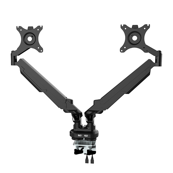 Regulowany uchwyt na 2 monitory 2 9 Kg mocowanie na zacisk 17 Inch 32 Inch USB HUB 75x75 100x100 czarny