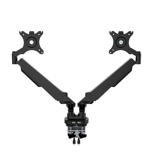 Regulowany uchwyt na 2 monitory 2 9 Kg mocowanie na zacisk 17 Inch 32 Inch USB HUB 75x75 100x100 czarny - obrazek 2