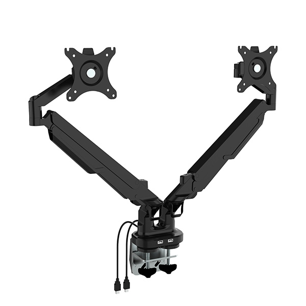 Regulowany uchwyt na 2 monitory 2 9 Kg mocowanie na zacisk 17 Inch 32 Inch USB HUB 75x75 100x100 czarny - obrazek 3
