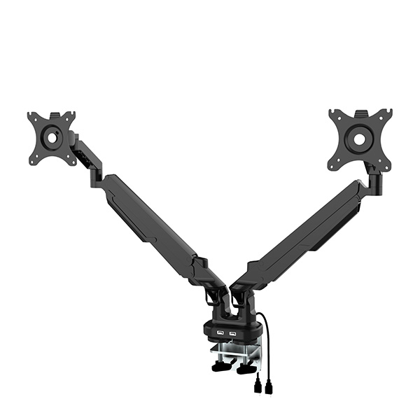 Regulowany uchwyt na 2 monitory 2 9 Kg mocowanie na zacisk 17 Inch 32 Inch USB HUB 75x75 100x100 czarny - obrazek 4