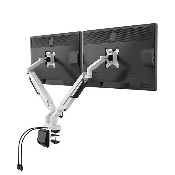 Regulowany uchwyt na 2 monitory 2 9 Kg mocowanie na zacisk 17 Inch 32 Inch USB HUB 75x75 100x100 czarny - obrazek 6