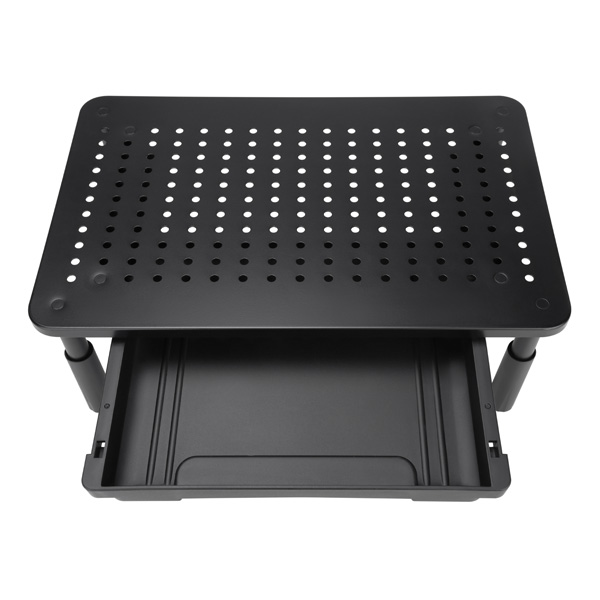 Podstawa pod monitor regulowana wysokość otwory wentylacyjne szuflada czarny metal tworzywo 20 kg nośność Powerton ergo - obrazek 7