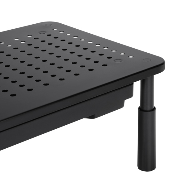 Podstawa pod monitor regulowana wysokość otwory wentylacyjne szuflada czarny metal tworzywo 20 kg nośność Powerton ergo - obrazek 8