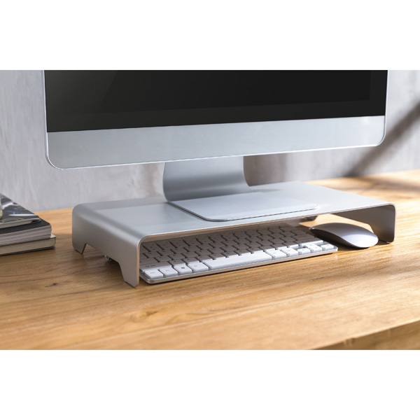 Podstawa pod monitor nowoczesny minimalistyczny design srebrny aluminium 10 kg nośność Powerton ergo - obrazek 13