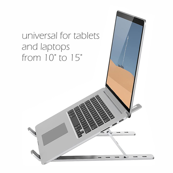 Podstawa pod notebook z regulacją kąta srebrny aluminium 10 Kg nośność SWISSTEN