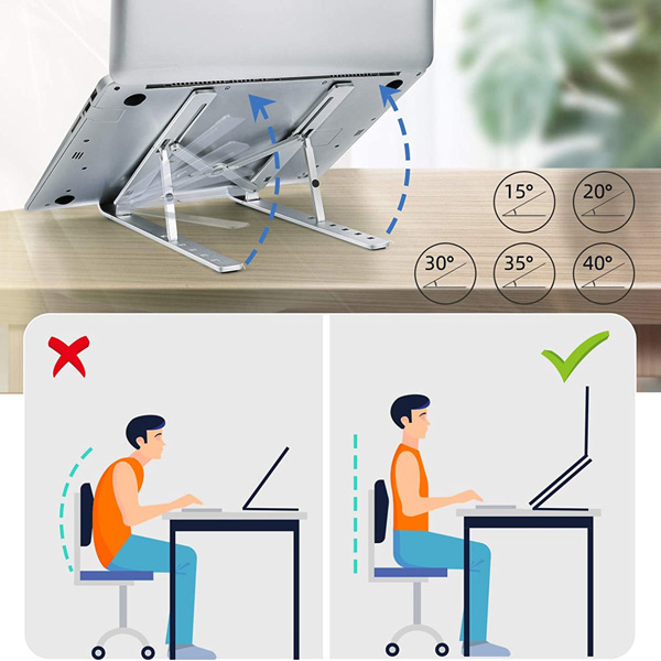 Podstawa pod notebook z regulacją kąta srebrny aluminium 10 Kg nośność SWISSTEN - obrazek 5