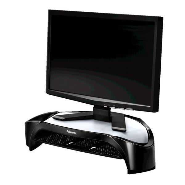 Podstawa Smart Suites pod monitor z szufladką na dokumenty czarny plastikowy 10 kg nośność Fellowes ergo