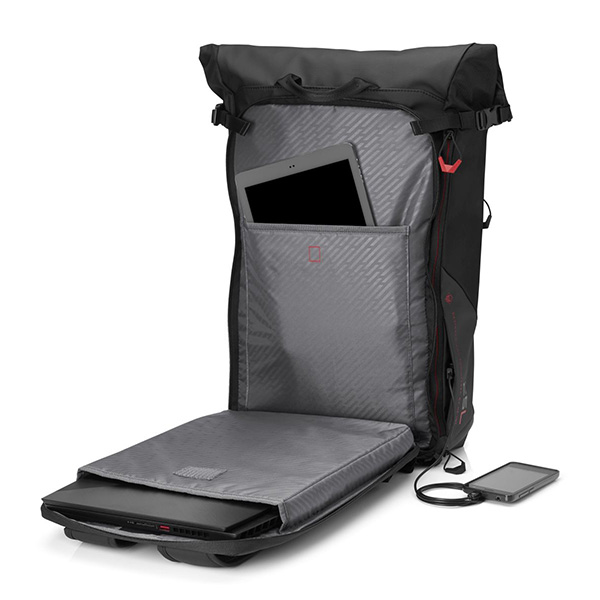 Plecak na notebook 156 Inch OMEN Transceptor Rolltop czarny powłoka wodoodporna HP - obrazek 5
