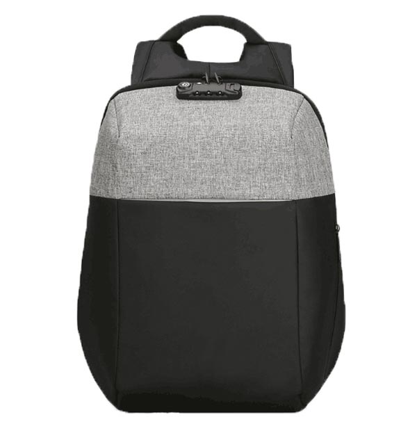 Plecak na notebook 156 Inch NB008 czarno szary poliester polietylen nylon z zabezpieczeniem antykradzieżowym