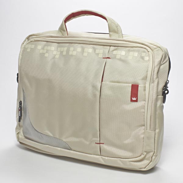Torba na notebook 156 Inch beżowy z czerwonymi elementami nylon NT007 typ Crown - obrazek 3