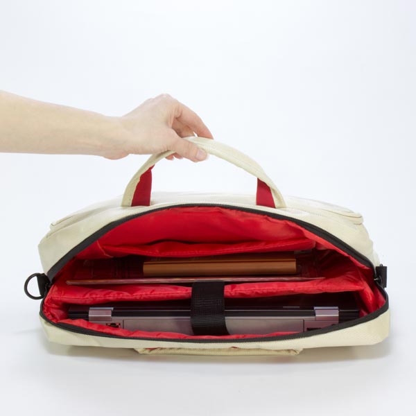 Torba na notebook 156 Inch beżowy z czerwonymi elementami nylon NT007 typ Crown - obrazek 6