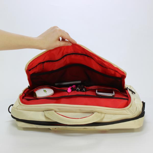 Torba na notebook 156 Inch beżowy z czerwonymi elementami nylon NT007 typ Crown - obrazek 7