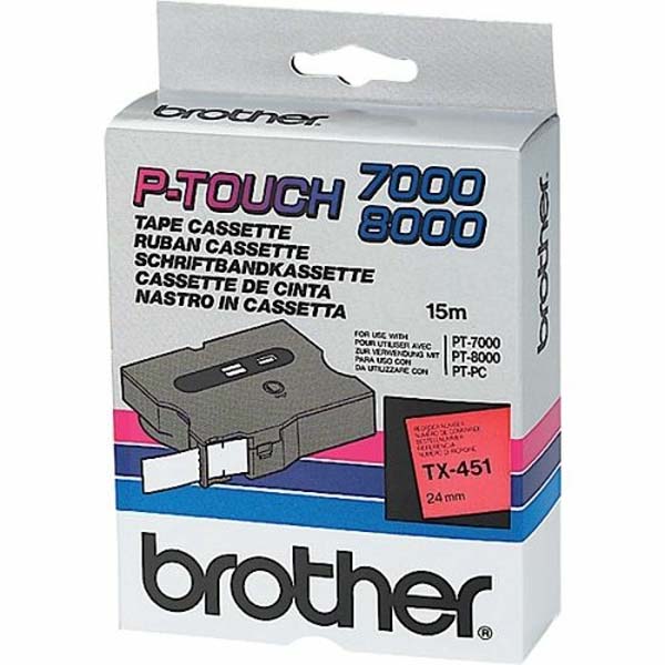 Brother oryginalny taśma do drukarek etykiet Brother TX 451 czarny druk niebieski podkład laminowane 15m 24mm