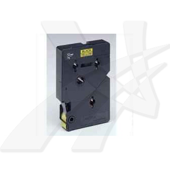 Brother oryginalny taśma do drukarek etykiet Brother TC 601 czarny druk żołty podkład laminowane 7.7m 12mm