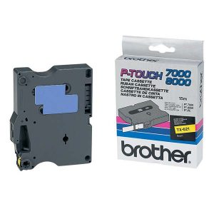 Brother oryginalny taśma do drukarek etykiet Brother TX 621 czarny druk żołty podkład laminowane 8m 9mm