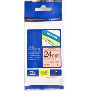 Brother oryginalny taśma do drukarek etykiet Brother TZE B51 czarny druk jaskrawopomaranczowy podkład laminowane 5m 24mm