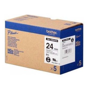 Brother oryginalny taśma do drukarek etykiet Brother HGE M951 czarny druk srebny mat podkład 8m 24mm 5 SZT. W OPAKOWANIU CE
