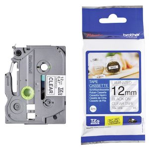 Brother oryginalny taśma do drukarek etykiet Brother TZE 131S czarny druk przezroczysty podkład laminowane 4m 12mm