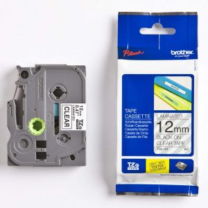 Brother oryginalny taśma do drukarek etykiet Brother TZE 131 czarny druk przezroczysty podkład laminowane 8m 12mm