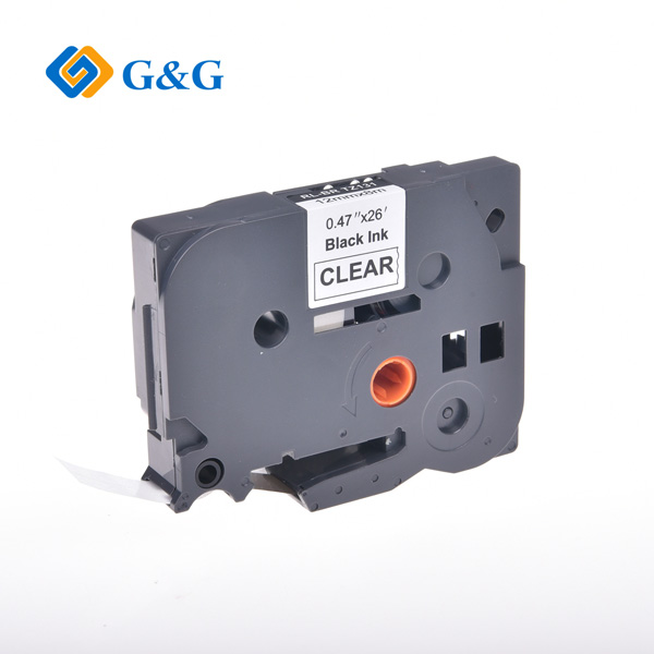 G&G kompatybilny taśma do drukarek etykiet dla Brother TZE 131 czarny druk przezroczysty podkład laminowane 8m 12mm