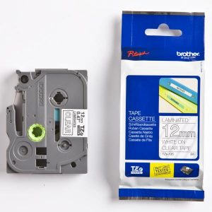 Brother oryginalny taśma do drukarek etykiet Brother TZE 135 biały druk przezroczysty podkład laminowane 8m 12mm