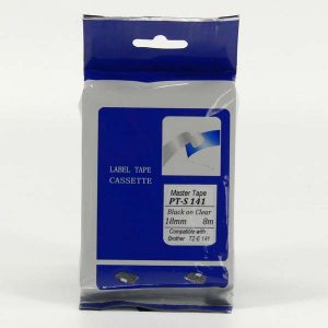 Master tape kompatybilny taśma do drukarek etykiet dla Brother PT S141 czarny druk przezroczysty podkład nielaminowany 8m 18