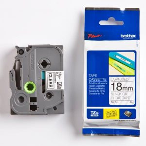 Brother oryginalny taśma do drukarek etykiet Brother TZE 141 czarny druk przezroczysty podkład laminowane 8m 18mm