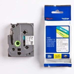Brother oryginalny taśma do drukarek etykiet Brother TZE 145 biały druk przezroczysty podkład laminowane 8m 18mm