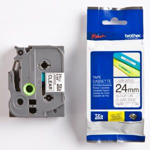 Brother oryginalny taśma do drukarek etykiet Brother TZE 151 czarny druk przezroczysty podkład laminowane 8m 24mm