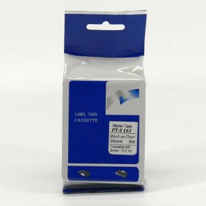 Master tape kompatybilny taśma do drukarek etykiet dla Brother PT S161 czarny druk przezroczysty podkład nielaminowany 8m 36