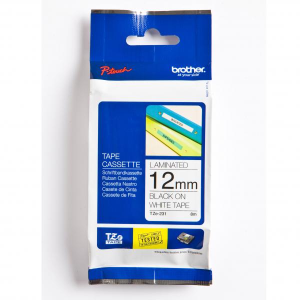 Brother oryginalny taśma do drukarek etykiet Brother TZE 231 czarny druk biały podkład laminowane 8m 12mm - obrazek 3