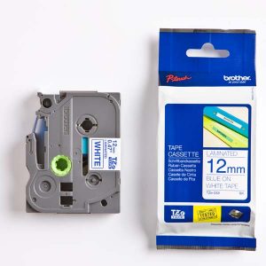 Brother oryginalny taśma do drukarek etykiet Brother TZE 233 niebieski druk biały podkład laminowane 8m 12mm