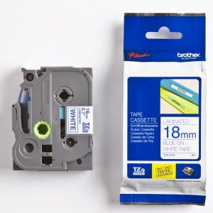 Brother oryginalny taśma do drukarek etykiet Brother TZE 243 niebieski druk biały podkład laminowane 8m 18mm
